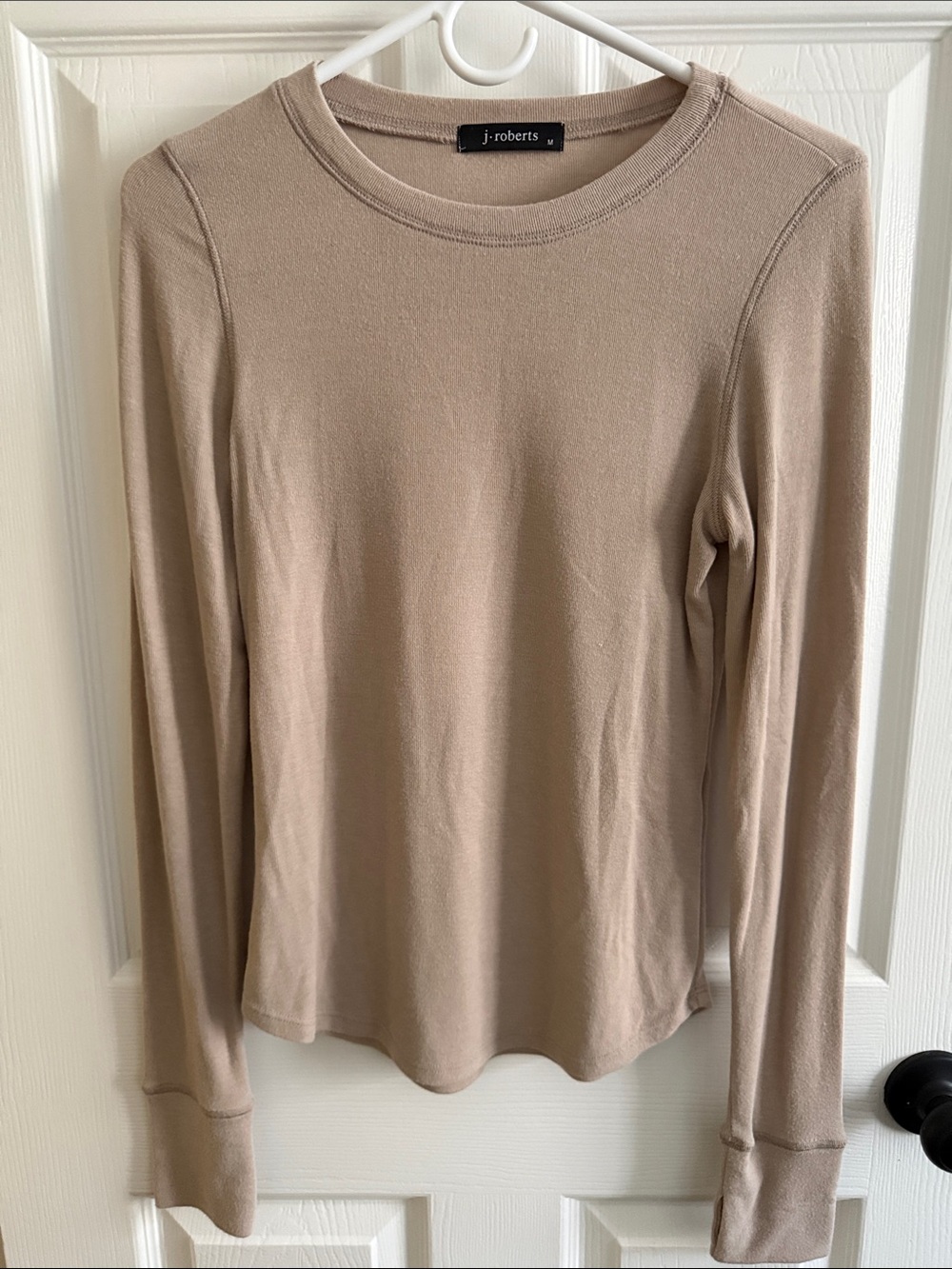 J. Roberts Taupe Long-Sleeve Crewneck Top